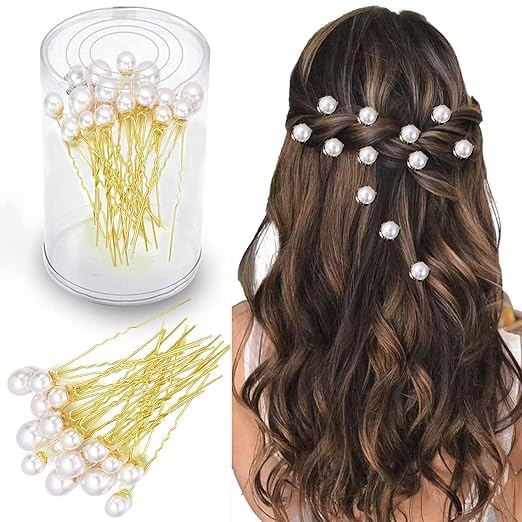 Glimm 12PCS Elegant Pearl Hair U Pins – Perfect Bridal & Party Hair Accessories for Weddings & Special Events (White)